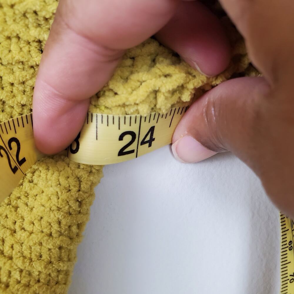 PINK ROSE | Cropped Chunky Knit | Yellow | Cardigan Sweater | Medium - Picture 7 of 8
